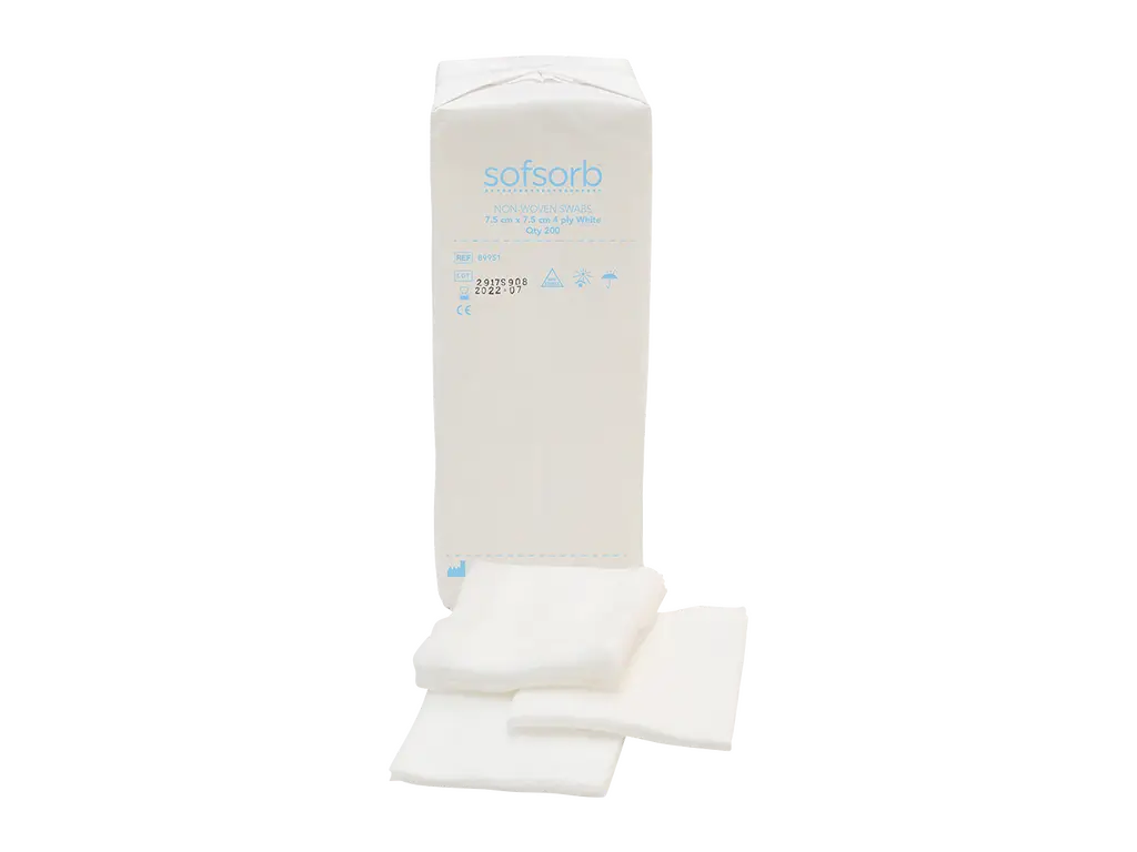 7,5 cm x 7,5 cm 4 Ply Sofsorb нетъкани тампони Опаковка от 200